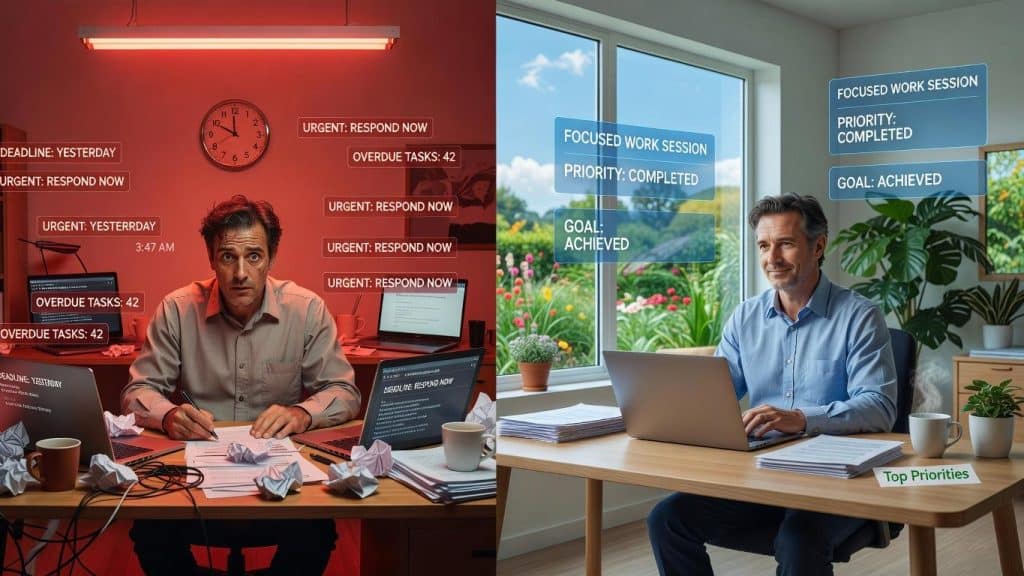 Split screen: performing adult's pre/post-prioritization